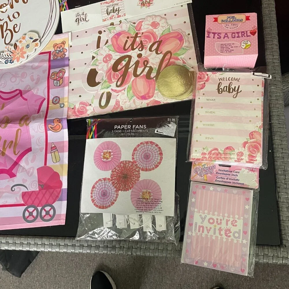 It's a Girl Mom to Be Baby Shower Decoration Kit Bundle Pink Baby Girl Female